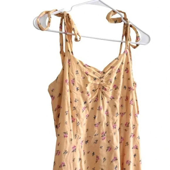 Bardot Yellow Floral Roses Ditsy Bow Tie Shoulder Midi Dress Sz 8 M - Picture 5 of 14